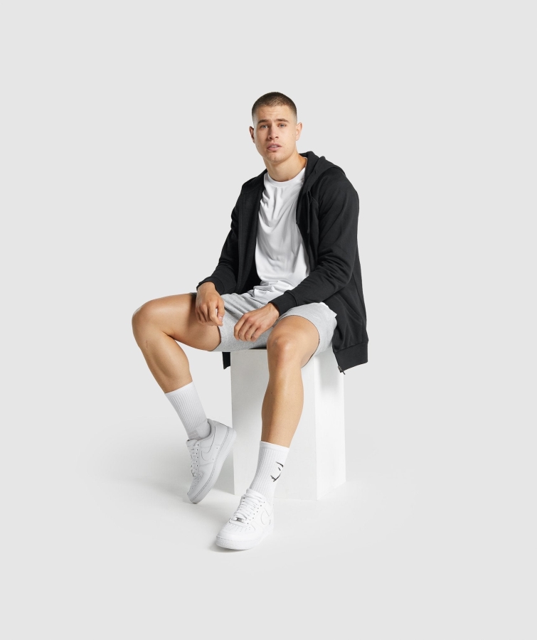 Gymshark Arması Fermuarlı Kapüşonlu Siyah