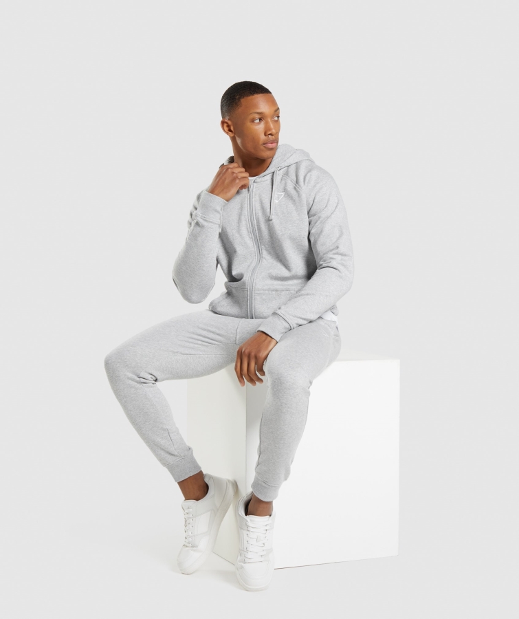 Gymshark Arması Fermuarlı Kapüşonlu üst Açık Gri çekirdek Marn