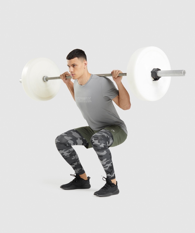 Gymshark Eleman Temel Katman Tozluk Gri Baskı