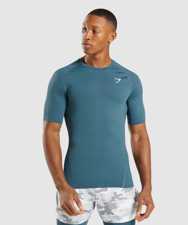 Gymshark Eleman Baselayer T-shirt Toskana Deniz Mavisi