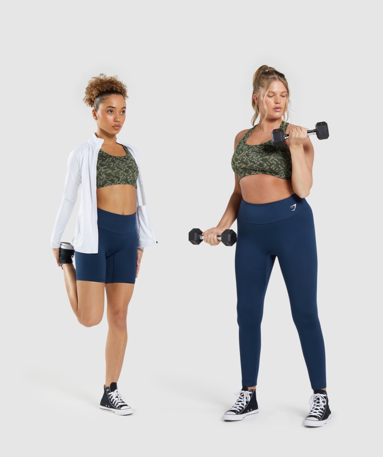 Gymshark Temel Yarışçı Sırt Spor Sutyeni Yeşil Baskı