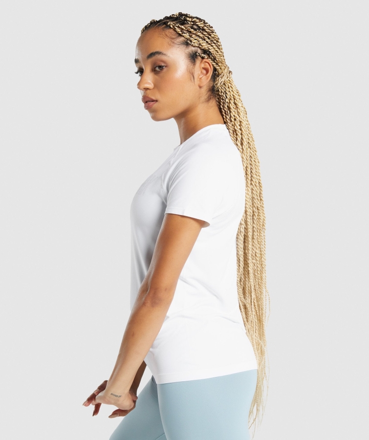 Gymshark Fit Dikişsiz Bol Tişört Beyaz