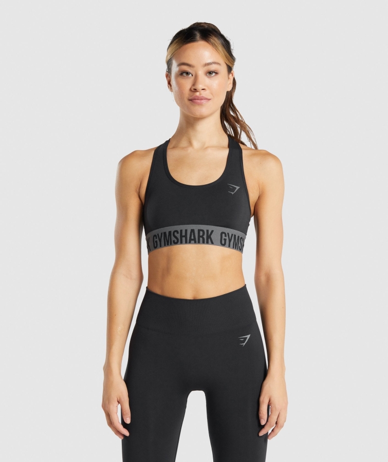 Gymshark Fit Dikişsiz Spor Sutyeni Siyah