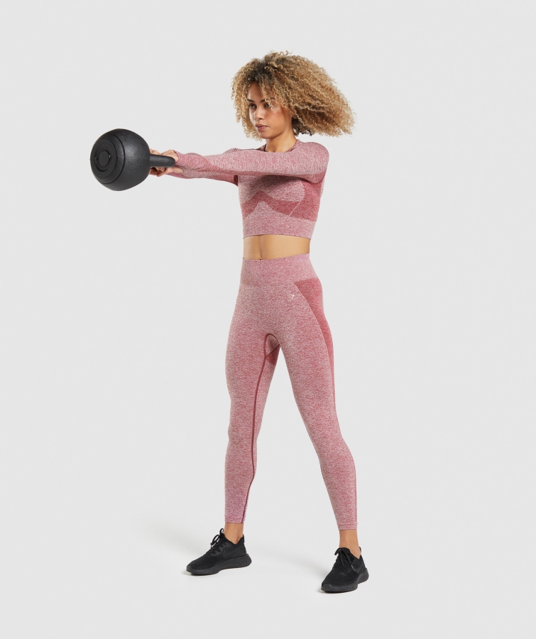 Gymshark Flex Spor Uzun Kollu Kırpma üst Bordo Marn