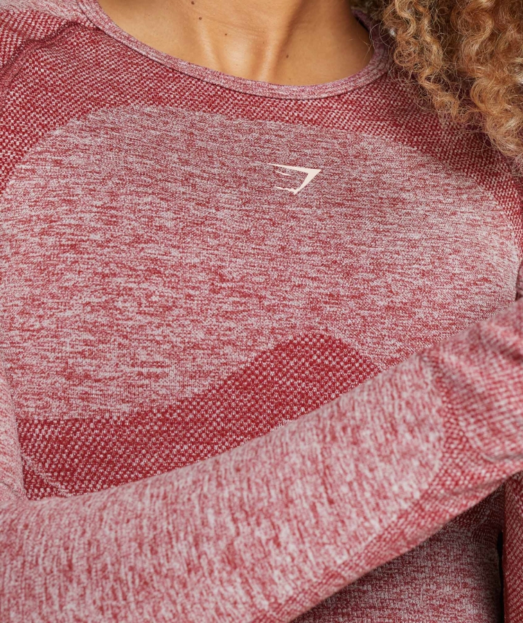 Gymshark Flex Spor Uzun Kollu Kırpma üst Bordo Marn