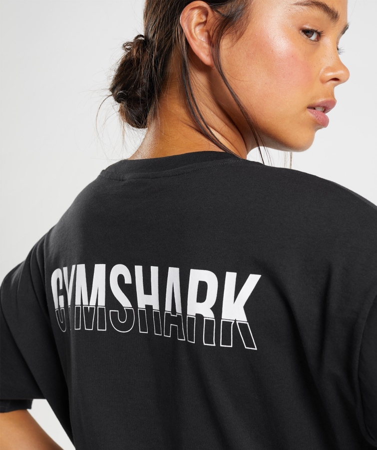 Gymshark Kesir Büyük Boy Tişört Siyah-beyaz