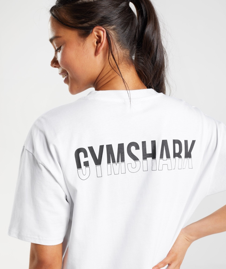Gymshark Kesirli Büyük Boy Tişört Beyaz