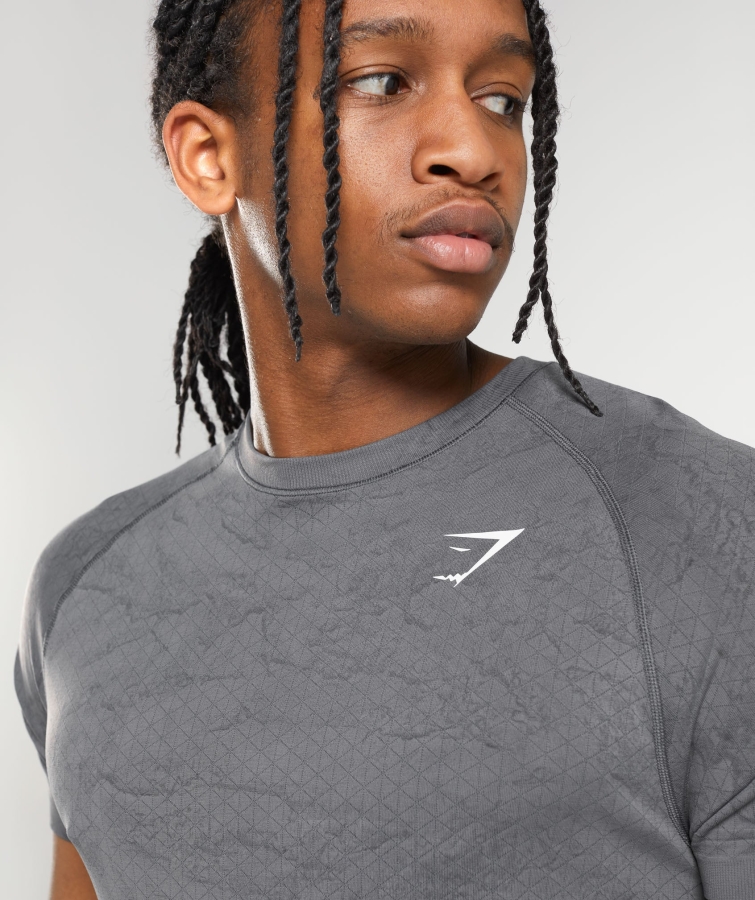 Gymshark Geo Dikişsiz Tişört Kömür Gri-siyah