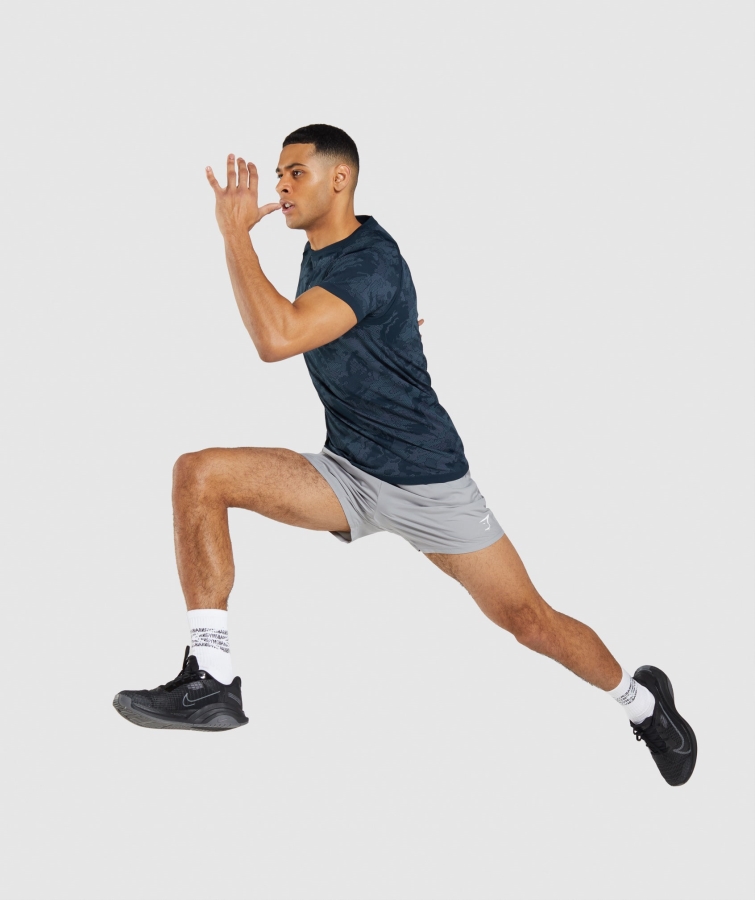 Gymshark Geo Dikişsiz Tişört Lacivert Sis Mavisi