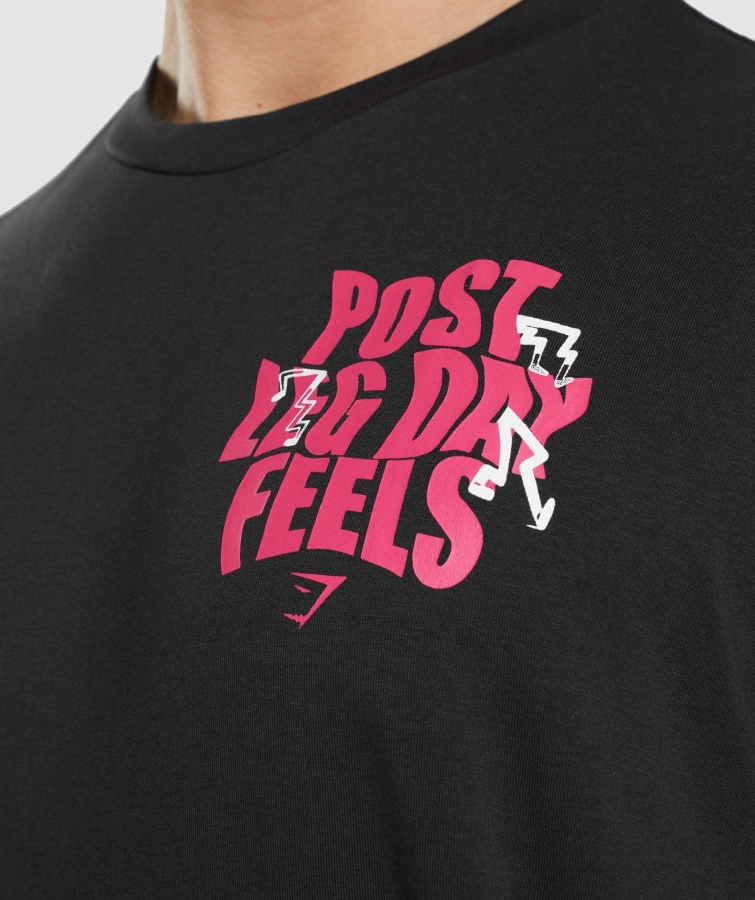 Gymshark Bacak Günü Büyük Boy Tişört Siyah