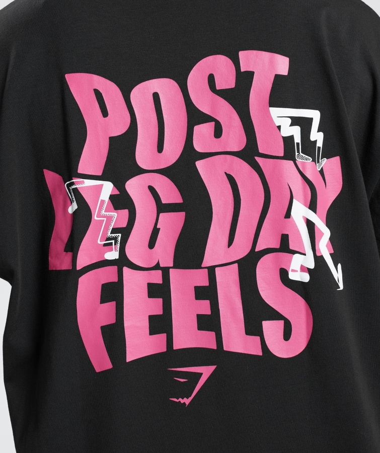 Gymshark Bacak Günü Büyük Boy Tişört Siyah