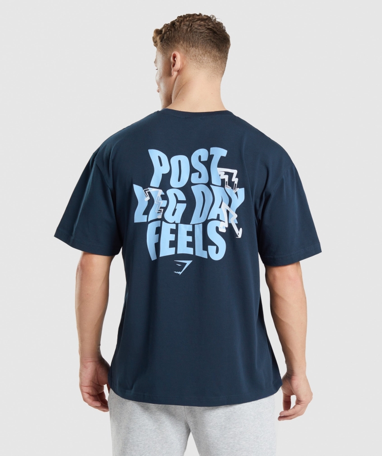 Gymshark Bacak Günü Büyük Boy Tişört Lacivert