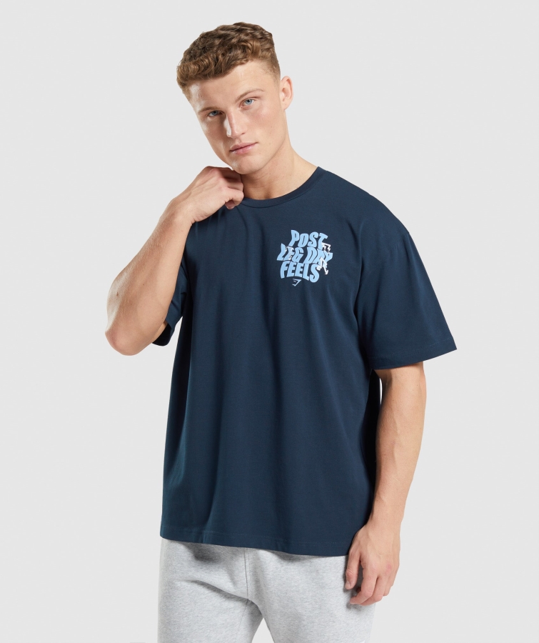 Gymshark Bacak Günü Büyük Boy Tişört Lacivert