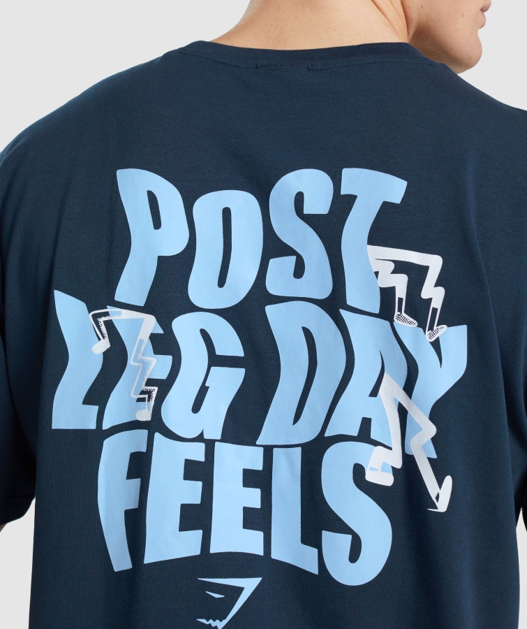 Gymshark Bacak Günü Büyük Boy Tişört Lacivert