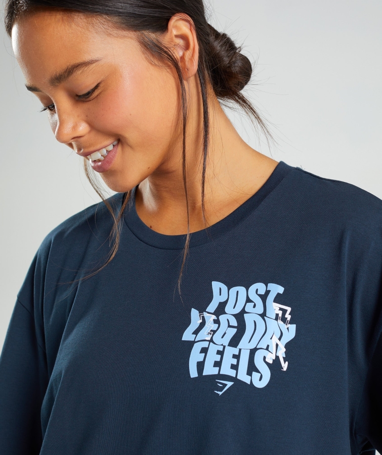 Gymshark Bacak Günü Büyük Boy Tişört Lacivert
