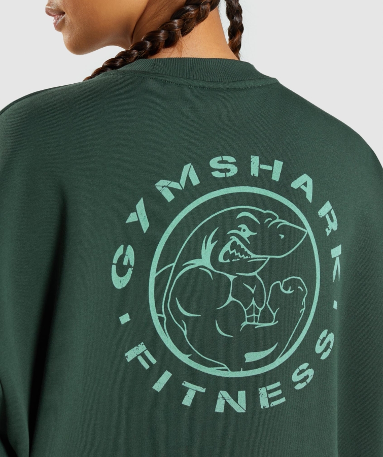 Gymshark Eski Grafik Sweatshirt Koyu Yeşil