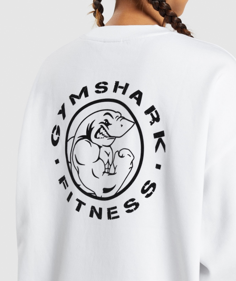 Gymshark Eski Grafik Sweatshirt Beyaz
