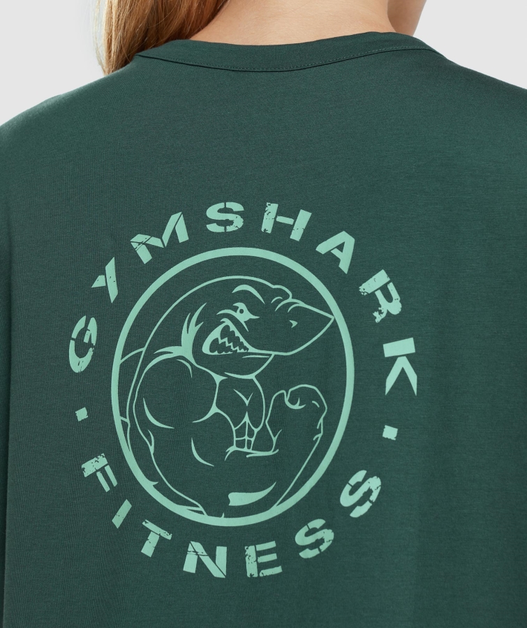 Gymshark Eski Grafik Tee Koyu Yeşil