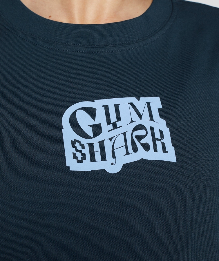 Gymshark Logo Grafik Büyük Boy T-shirt Lacivert