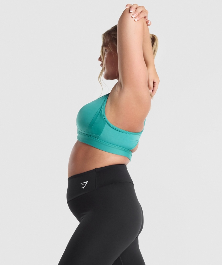 Gymshark File Yaka Spor Sutyeni Deniz Mavisi