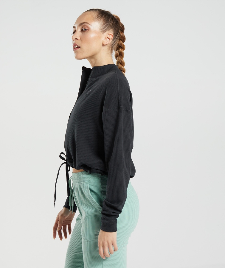 Gymshark Duraklat Fermuarlı Ceket Siyah