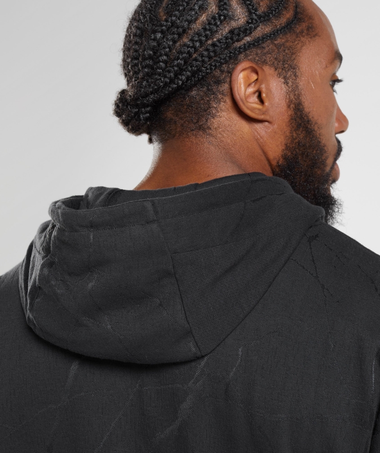 Gymshark Güç Fermuarlı Kapüşonlu Siyah Baskı