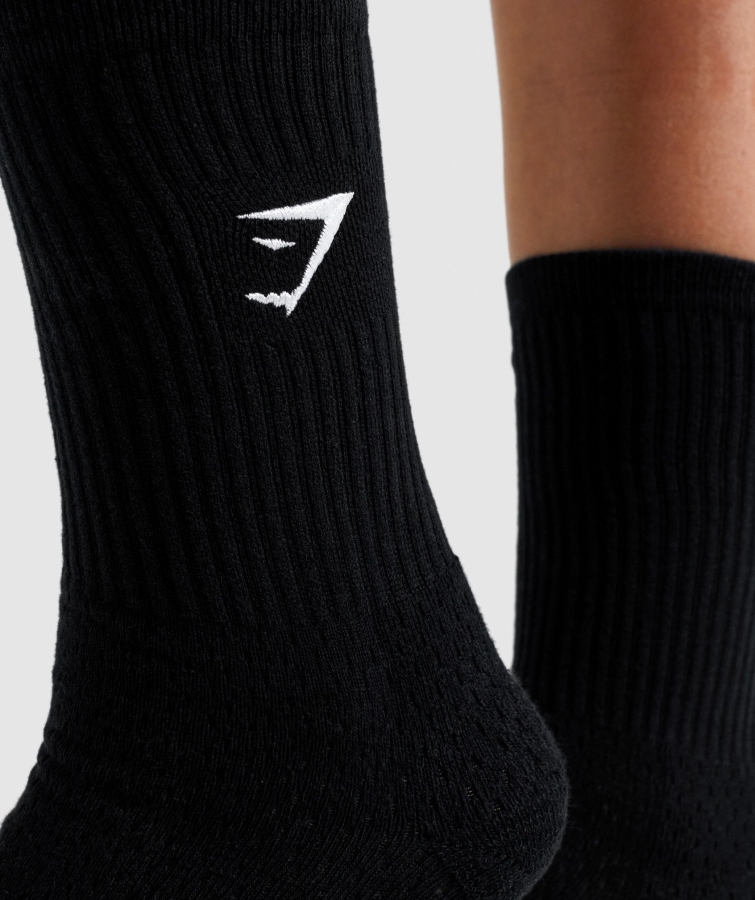 Gymshark Premium Işlemeli Mürettebat çorabı 1pk Siyah