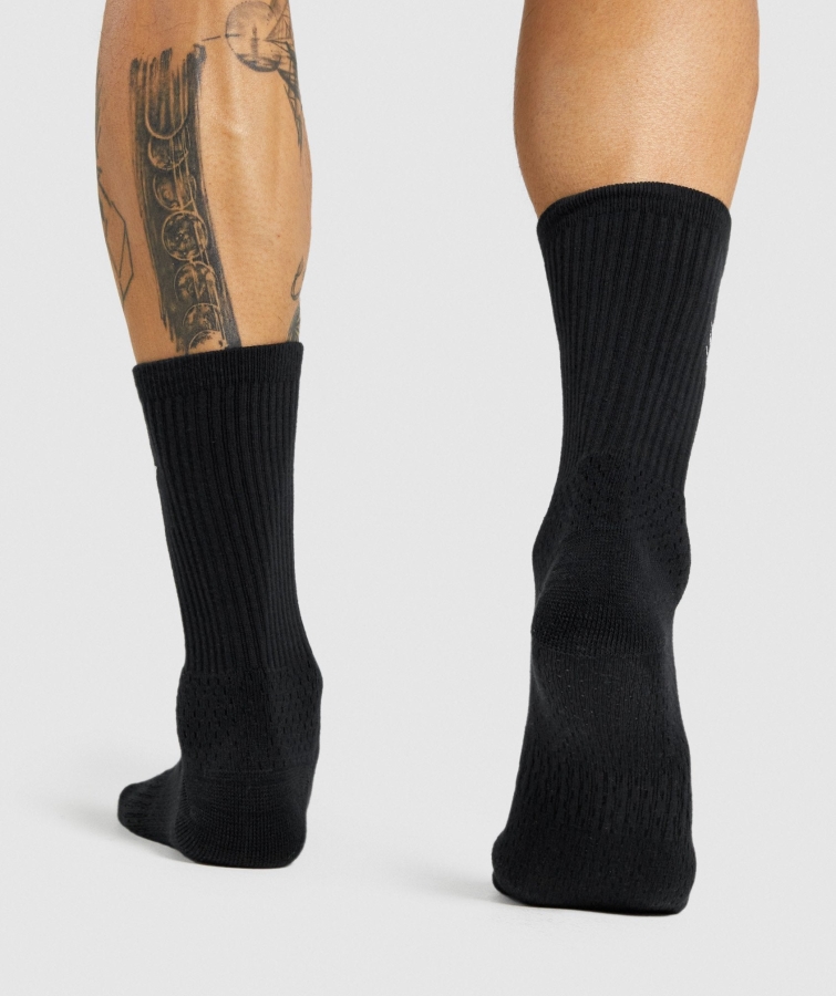 Gymshark Premium Işlemeli Mürettebat çorabı 1pk Siyah