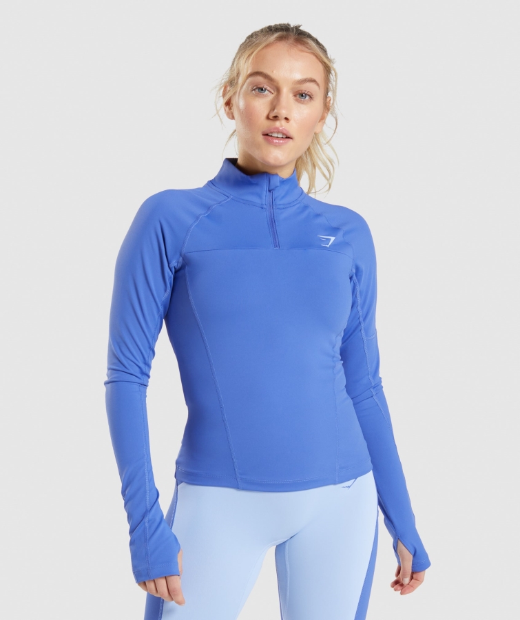 Gymshark Darbe 1/4 Zip Kortu Mavi