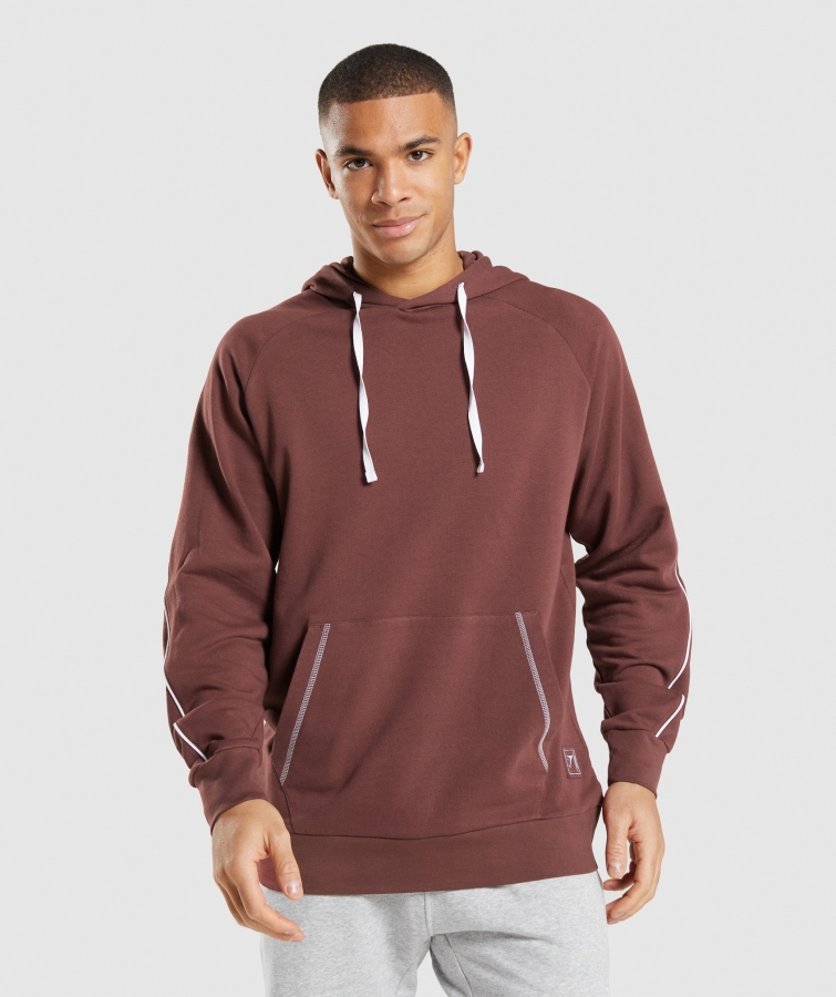 Gymshark Girintili Kapüşonlu Hoodie Kiraz Kahverengi-beyaz