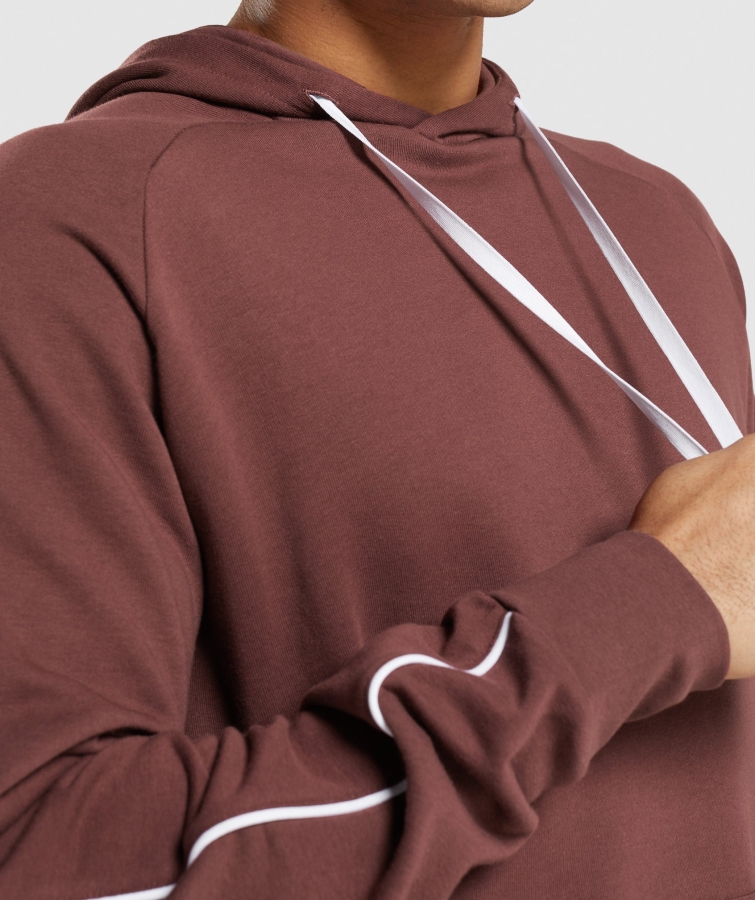 Gymshark Girintili Kapüşonlu Hoodie Kiraz Kahverengi-beyaz