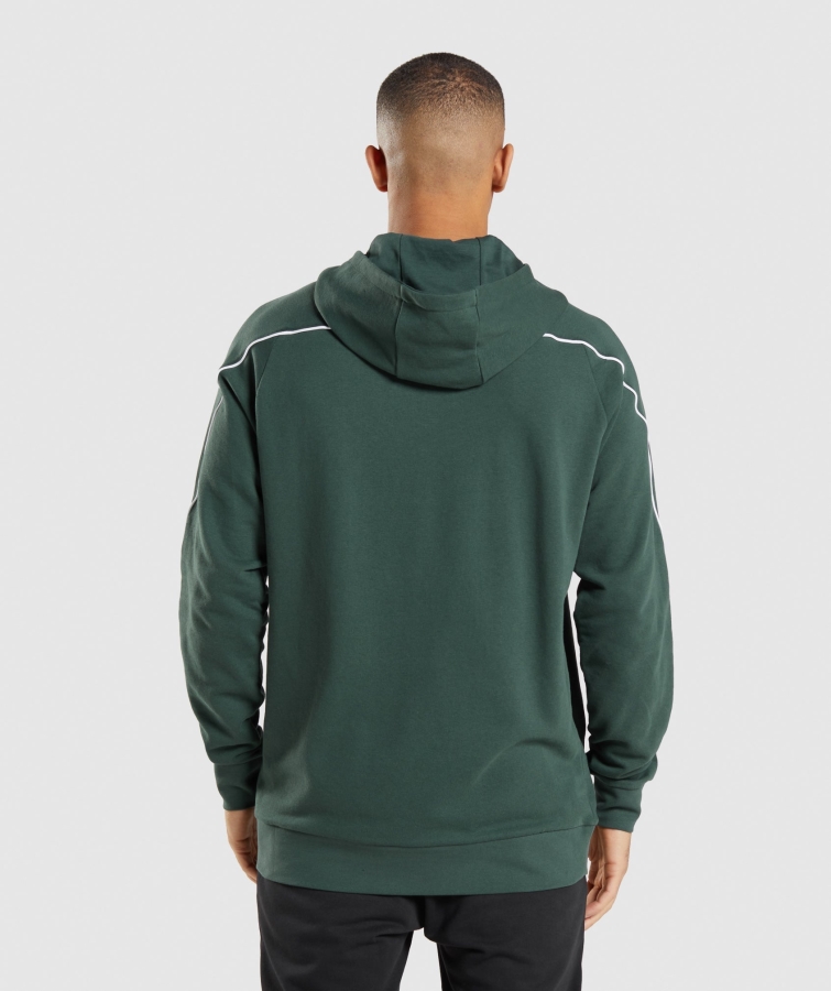 Gymshark Girintili Kapüşonlu Hoodie Obsidyen Yeşil-beyaz