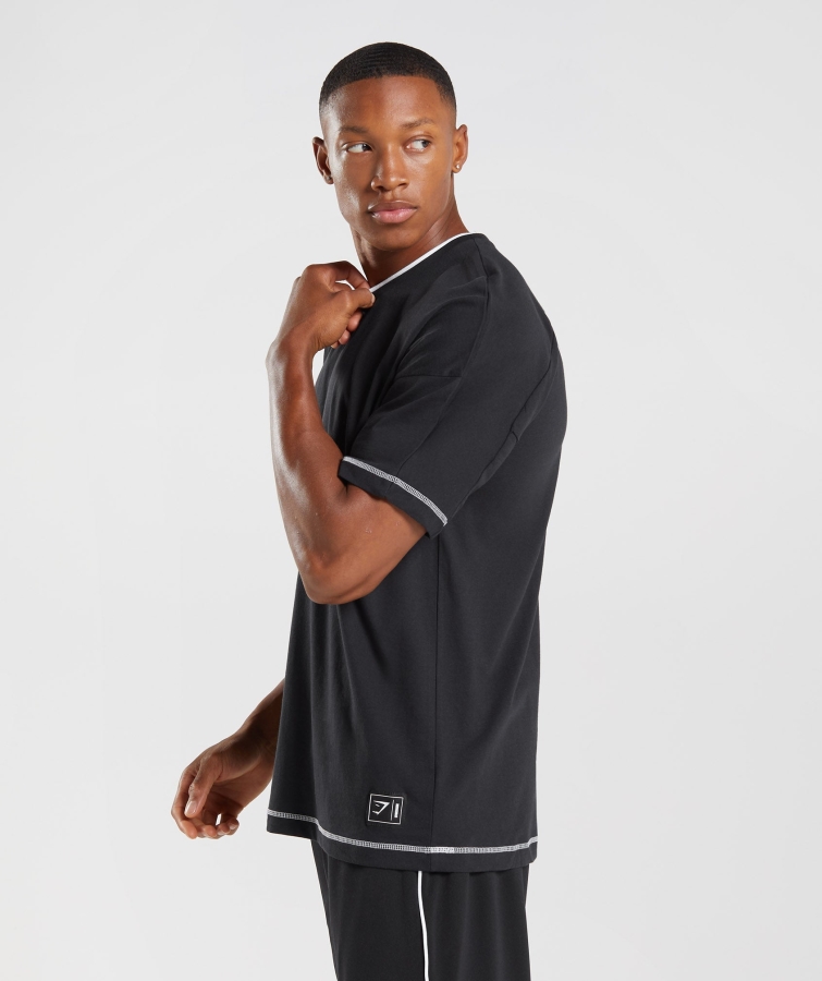 Gymshark Girintili Tişört Siyah-beyaz