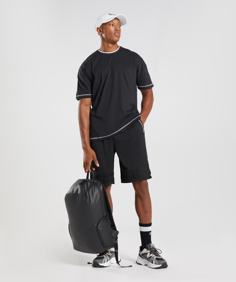 Gymshark Girintili Tişört Siyah-beyaz