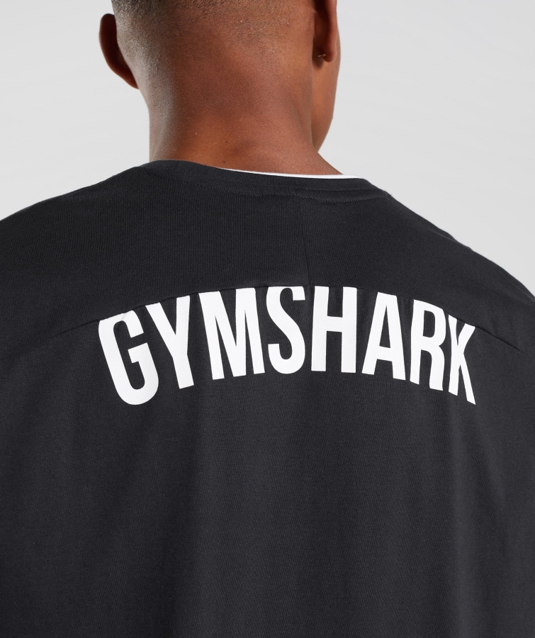 Gymshark Girintili Tişört Siyah-beyaz