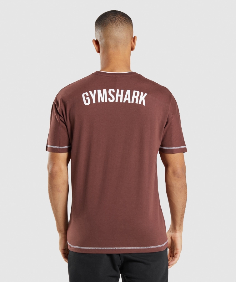 Gymshark Teneffüs T-shirt Kiraz Kahverengi-beyaz