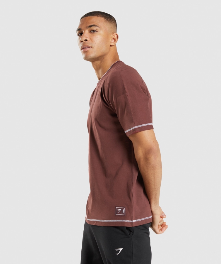 Gymshark Teneffüs T-shirt Kiraz Kahverengi-beyaz