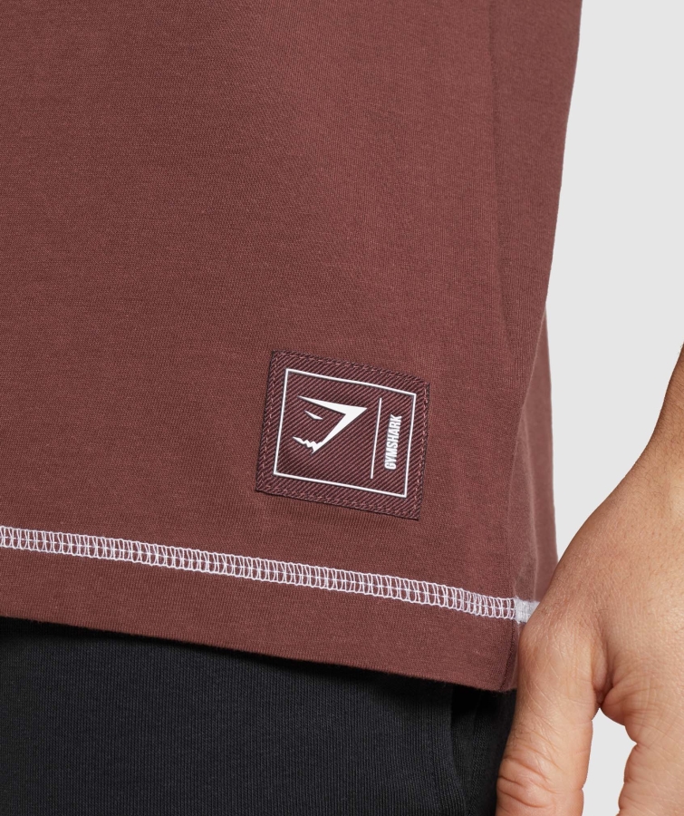 Gymshark Teneffüs T-shirt Kiraz Kahverengi-beyaz