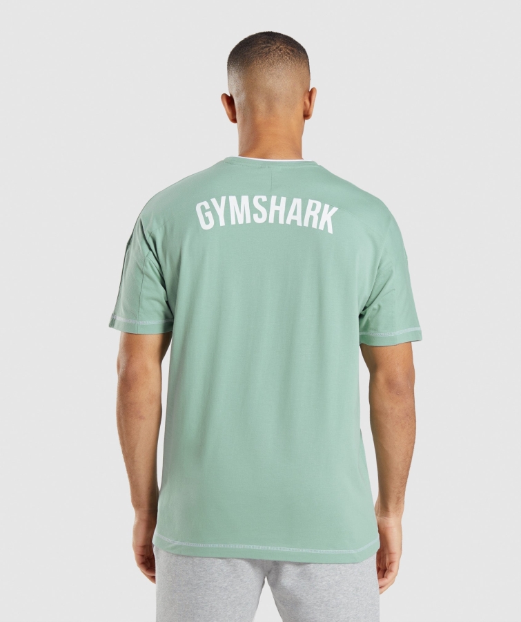 Gymshark Girintili Tişört Maya Mavi-beyaz