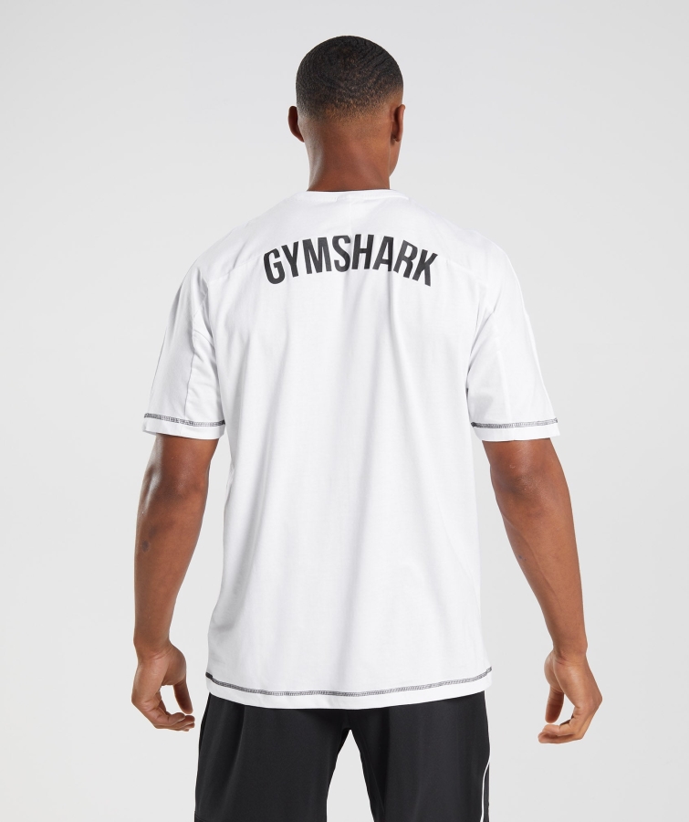 Gymshark Girintili Tişört Beyaz-siyah