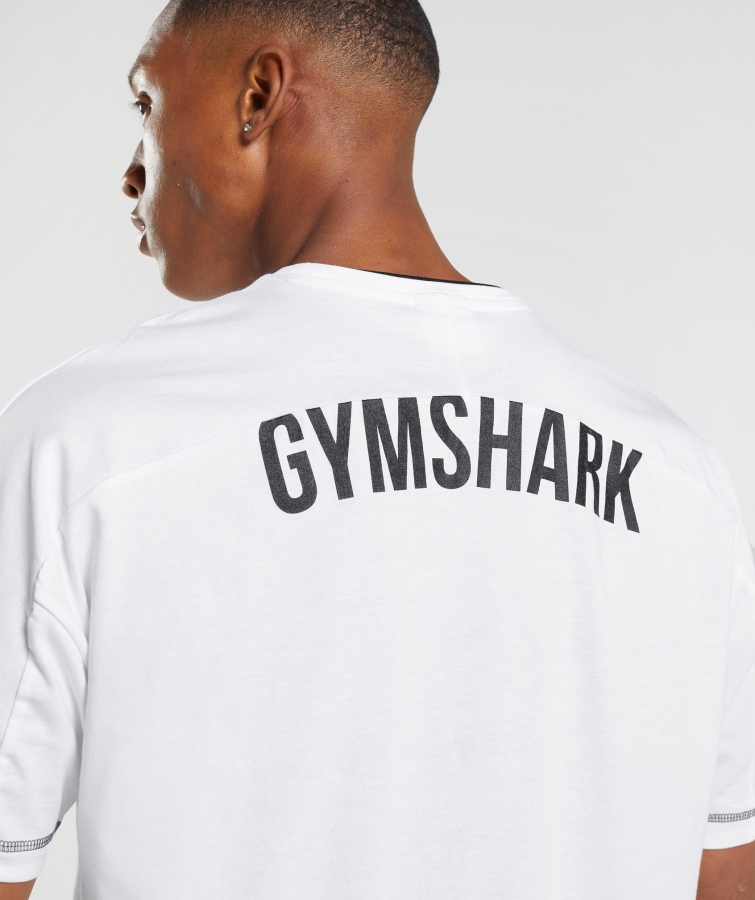 Gymshark Girintili Tişört Beyaz-siyah