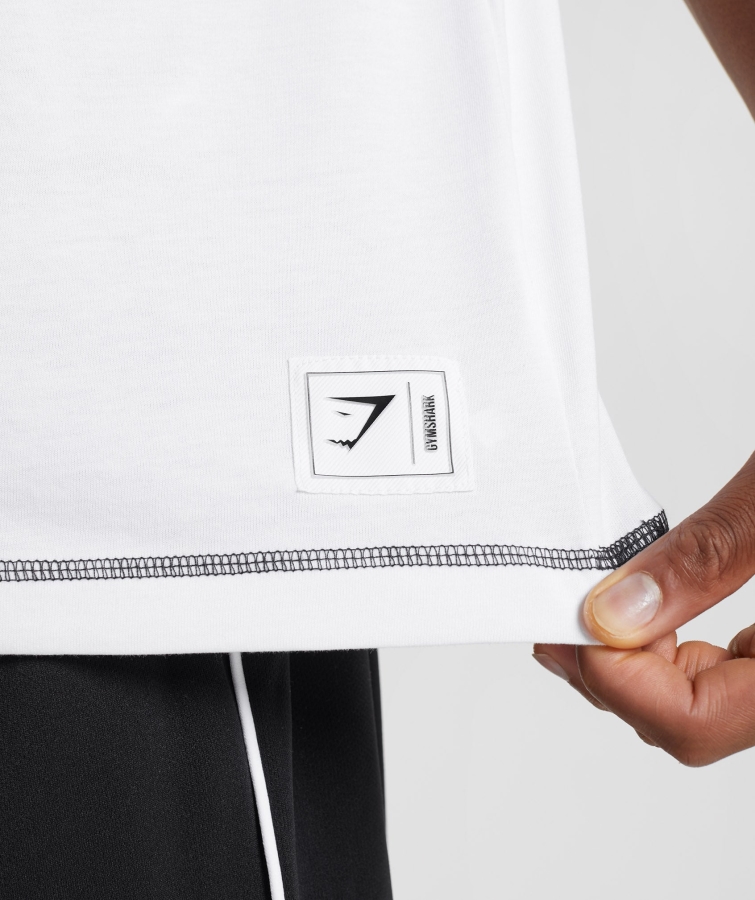 Gymshark Girintili Tişört Beyaz-siyah