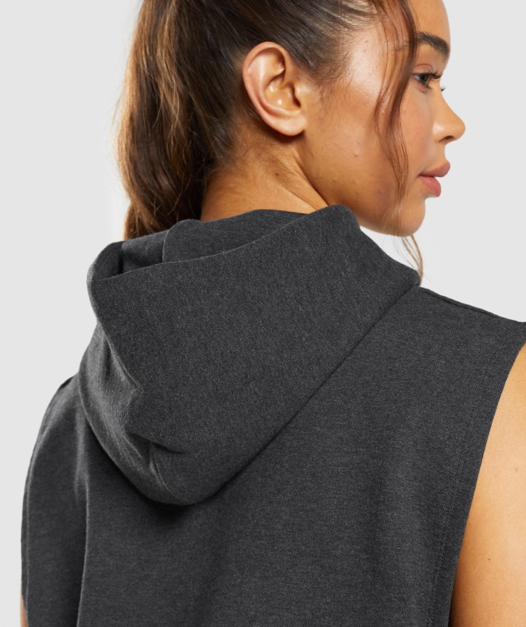 Gymshark Dinlenme Günü Terleri Kolsuz Kapüşonlu Siyah çekirdekli Marn