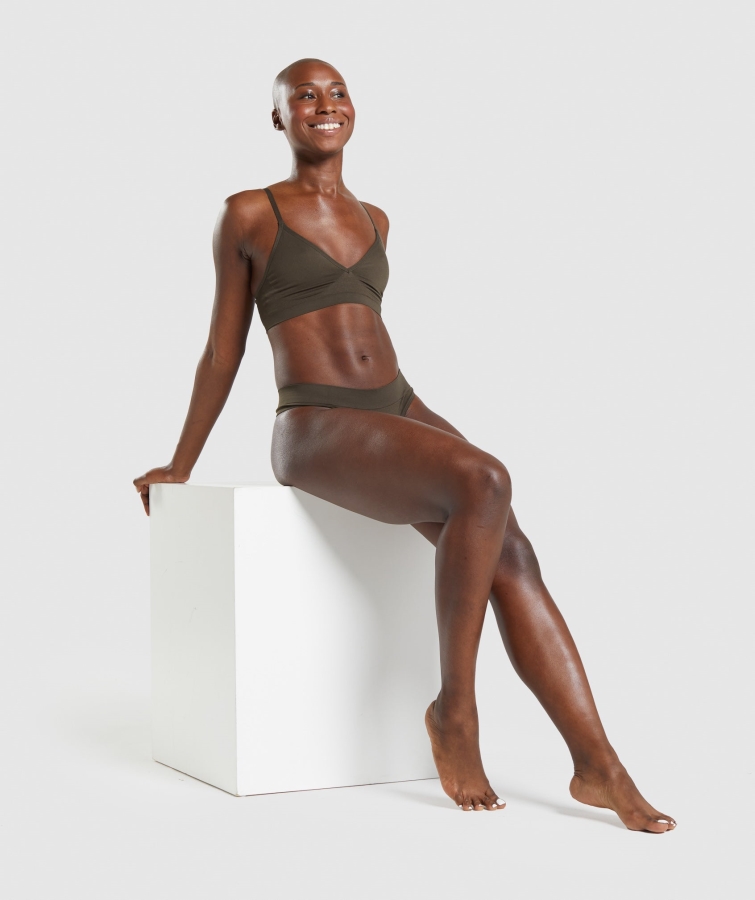 Gymshark Dikişsiz Düşük Boyunlu Bralette Espresso Kahverengi