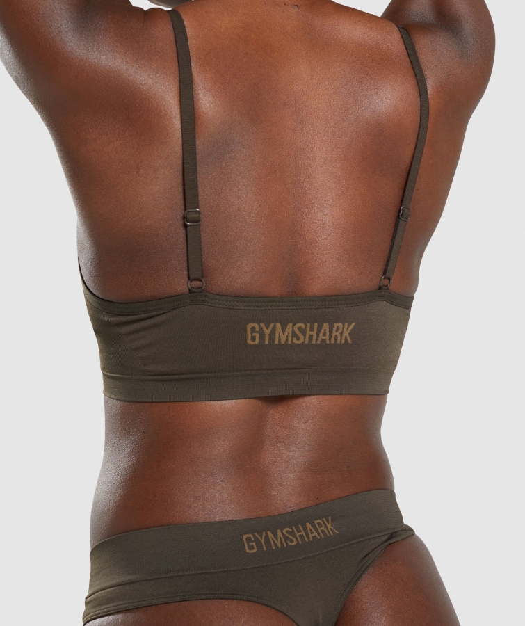Gymshark Dikişsiz Düşük Boyunlu Bralette Espresso Kahverengi