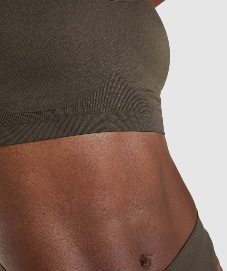 Gymshark Sorunsuz Kepçe Boyun Bralette Espresso Kahverengi