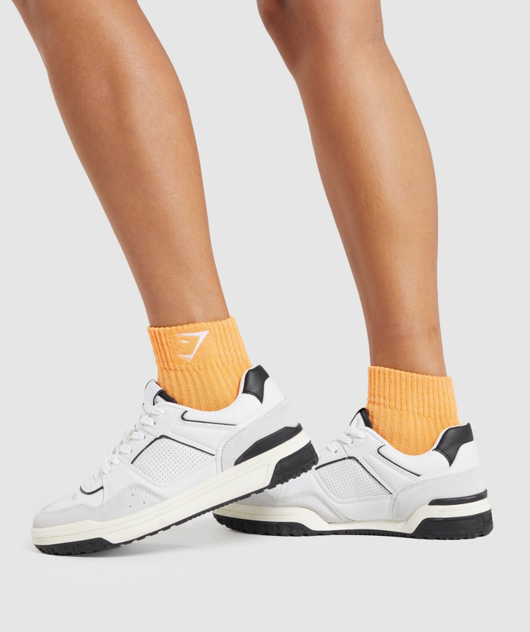 Gymshark Köpekbalığı Işlemeli çeyrek çorap 2pk Ebegümeci Pembe-kayısı Portakalı