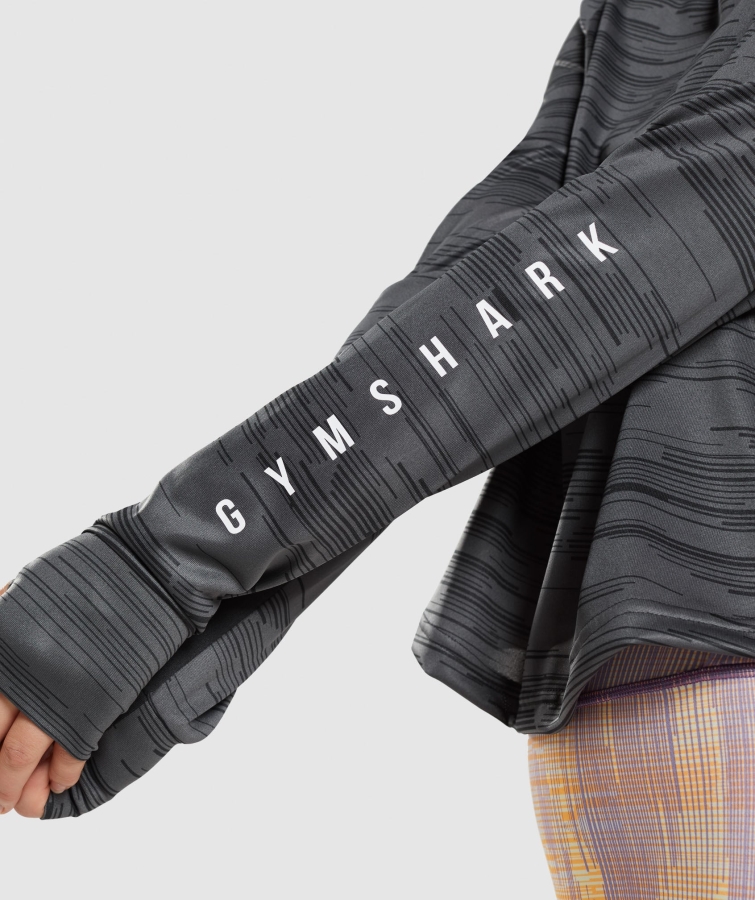 Gymshark Spor Gevşek Uzun Kollu Tişört Siyah Baskı