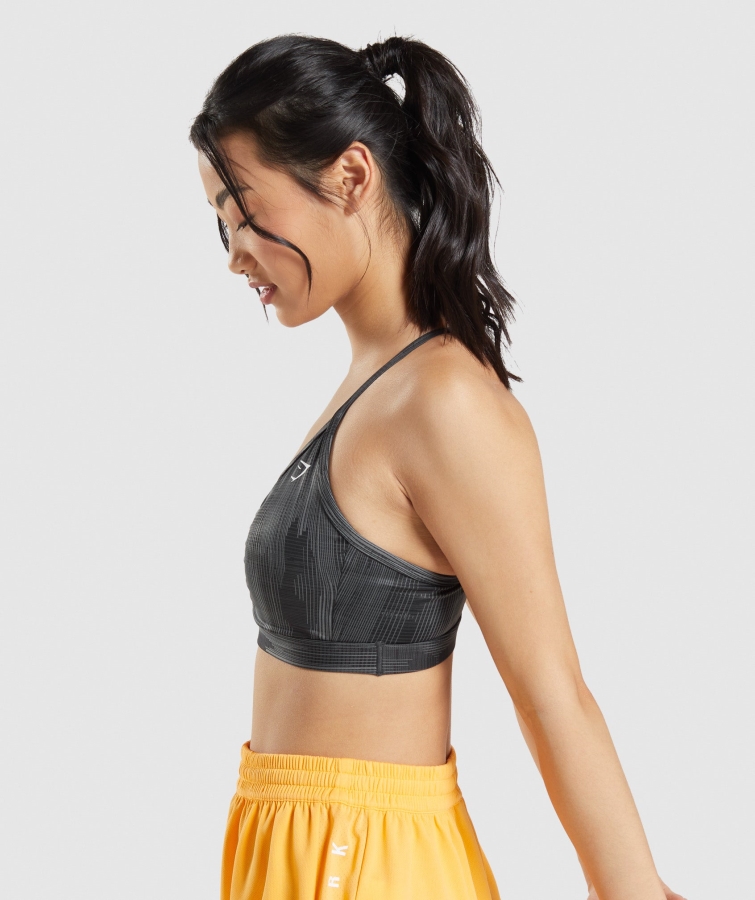 Gymshark Spor Spor Sutyeni Siyah Baskı