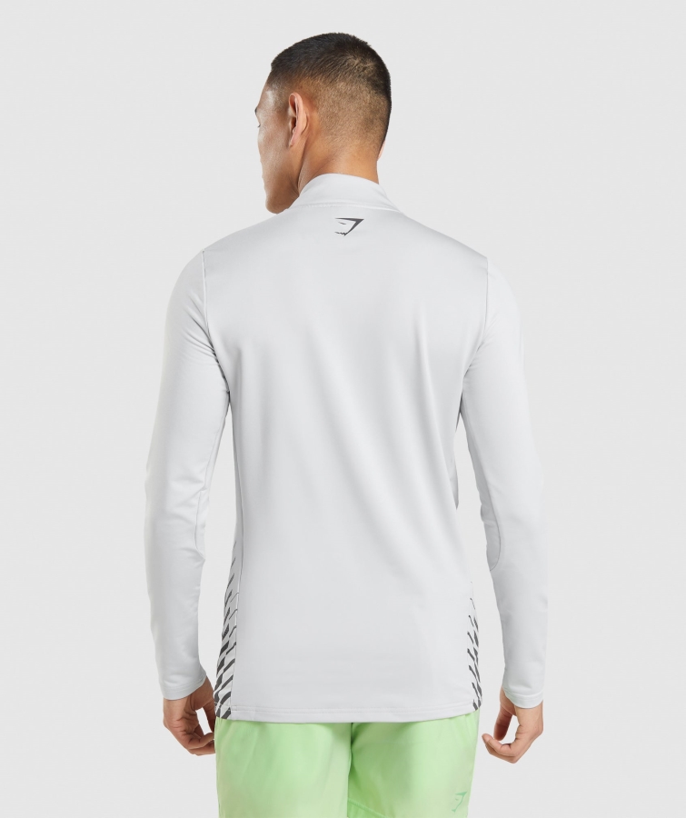 Gymshark Spor şerit 1/4 Zip Açık Gri